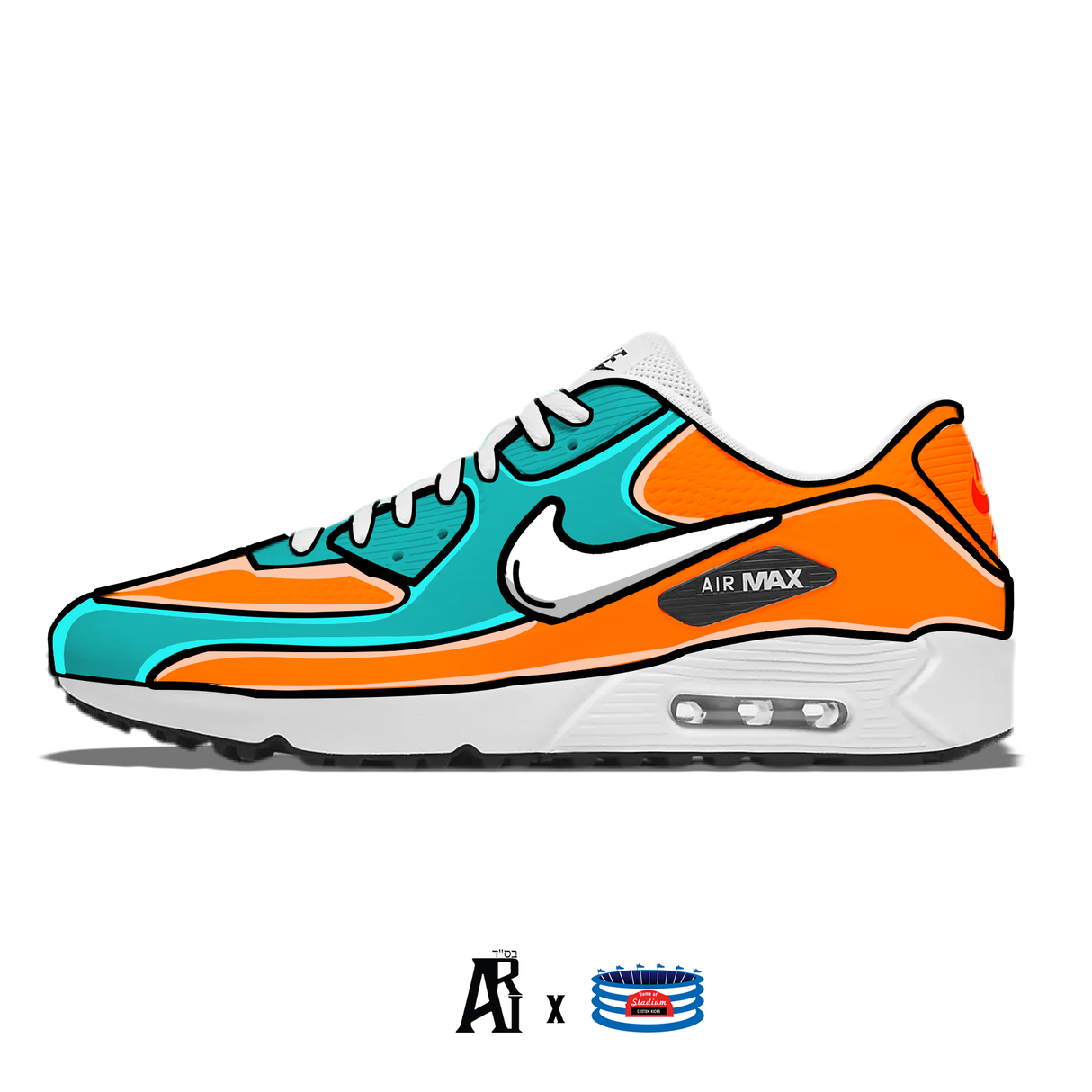 "Cartoon" Nike Air Max 90 G Golf Shoes by Stadium Custom Kicks