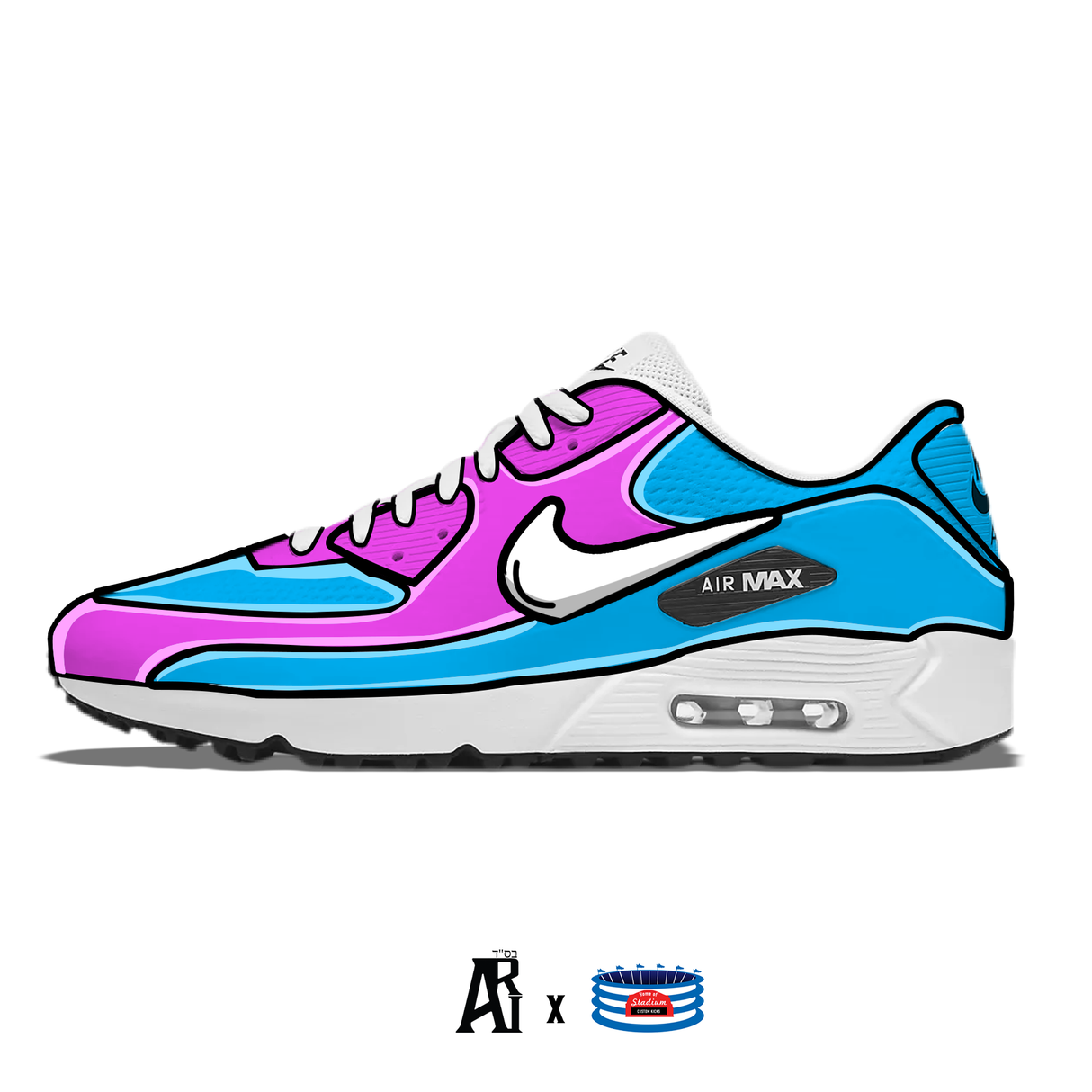 "Cartoon" Nike Air Max 90 G Golf Shoes by Stadium Custom Kicks