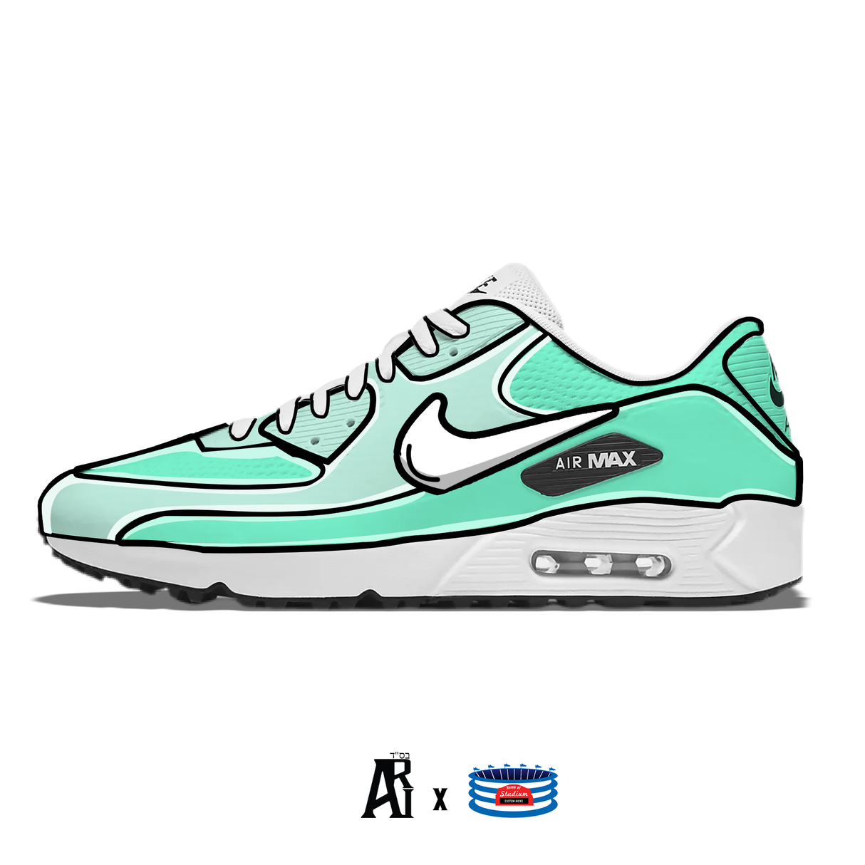 "Cartoon" Nike Air Max 90 G Golf Shoes by Stadium Custom Kicks