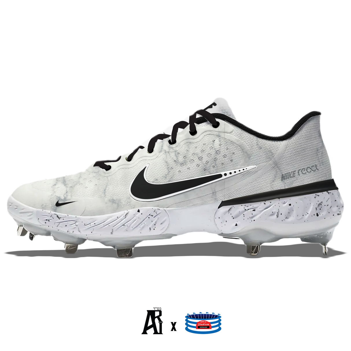 "Marble" Nike Alpha Huarache Elite 3 Cleats by Stadium Custom Kicks