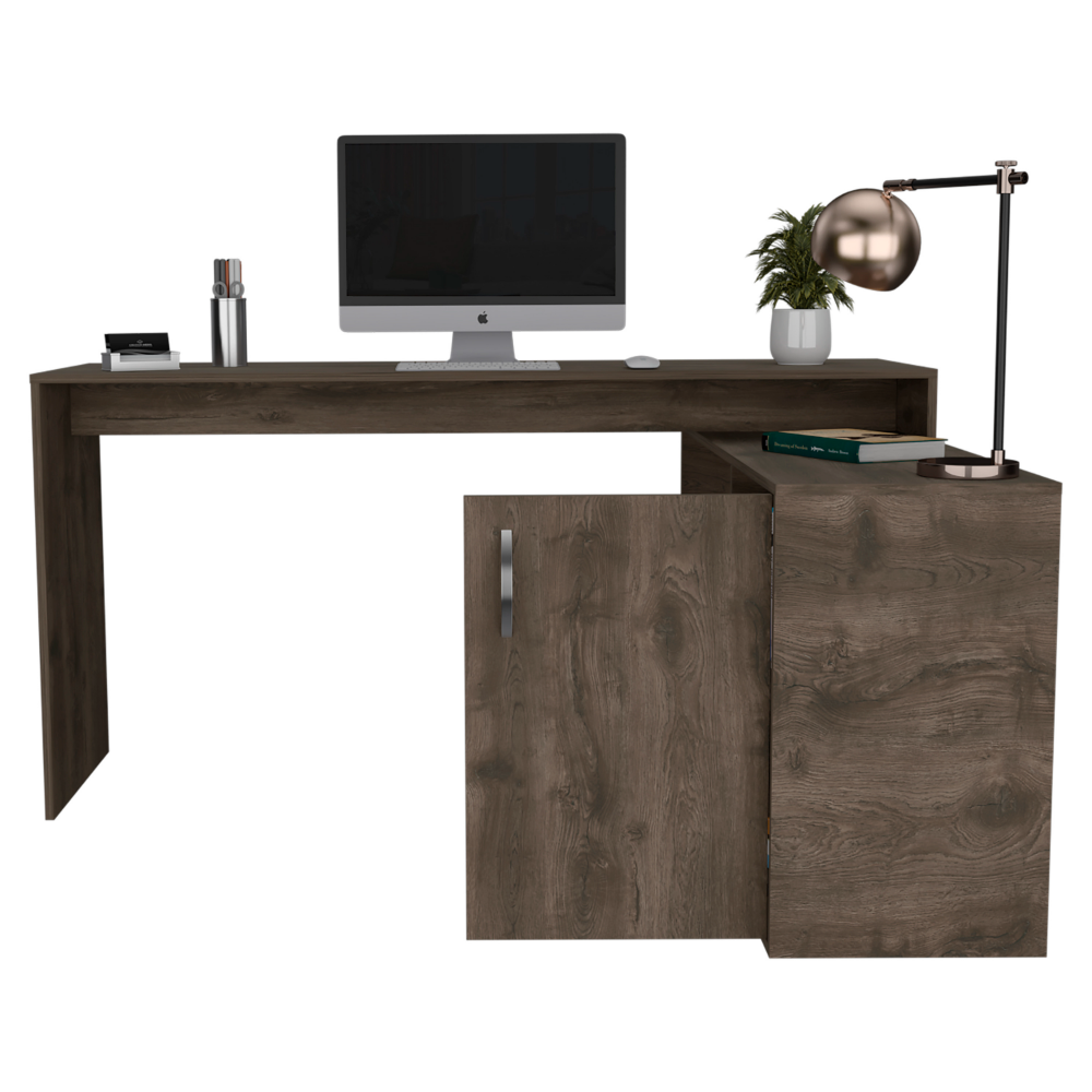 Antlia L-Shaped Writing Desk, Two Shelves, Single Door Cabinet by FM FURNITURE