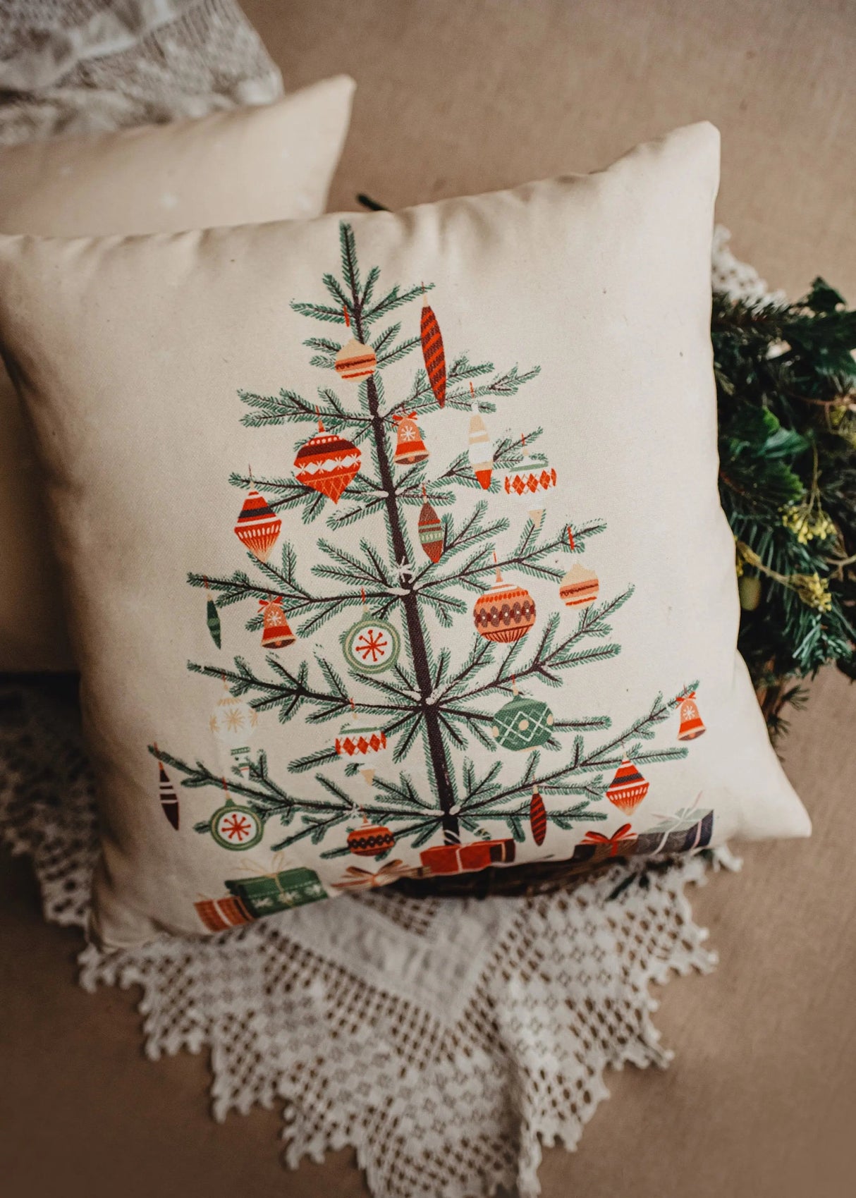 Nordic Pine Christmas Tree | Throw Pillow | Thank you Gift | Teacher Gift | New Home Gift | Grandma Gift | Mom Gift | Rustic Farmhouse Decor by UniikPillows