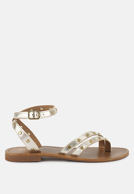 oprah studs embellished flat sandals by London Rag