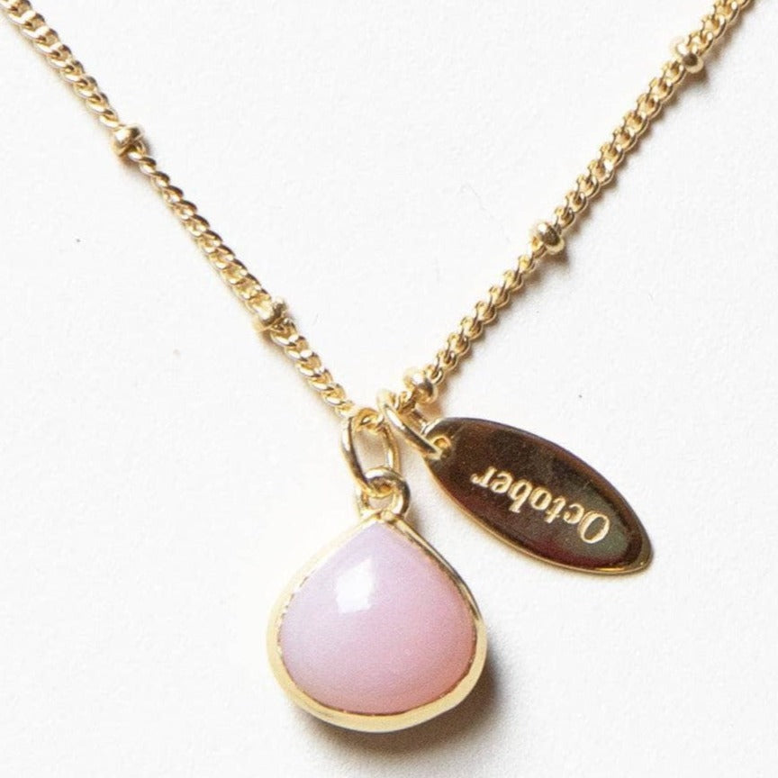 October Pink Opal Birthstone Necklace by Tiny Rituals