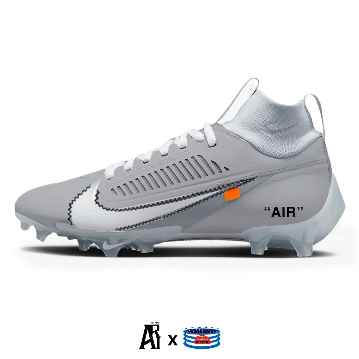 "Gray Force OW" Nike Vapor Edge Pro 360 2 Cleats by Stadium Custom Kicks