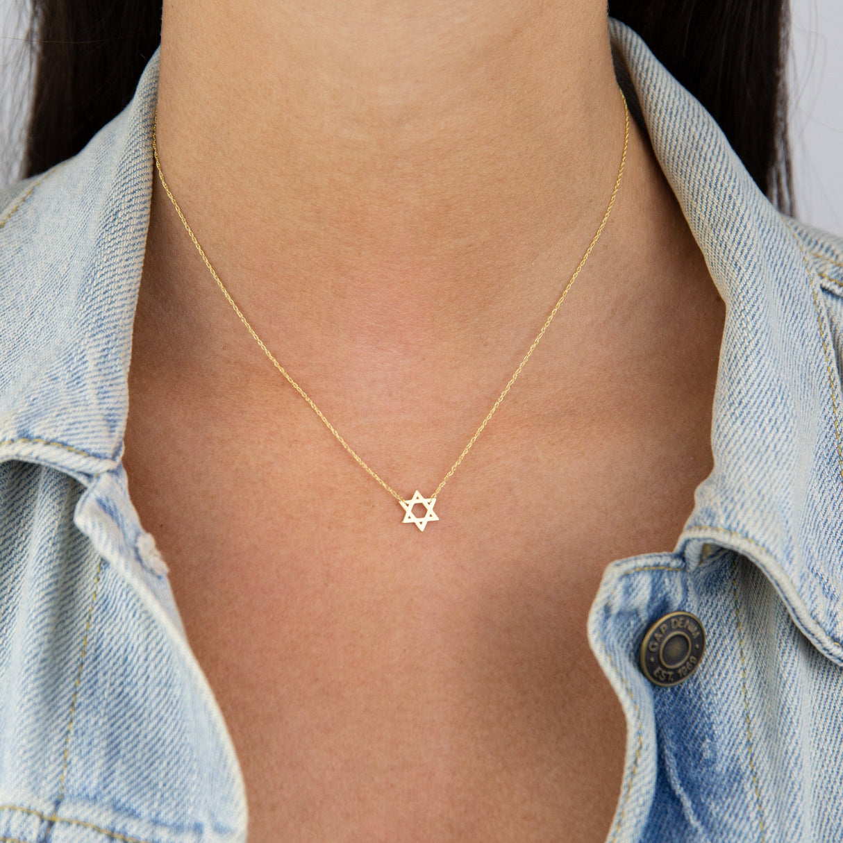 Solid Star of David Necklace 14K by By Adina Eden