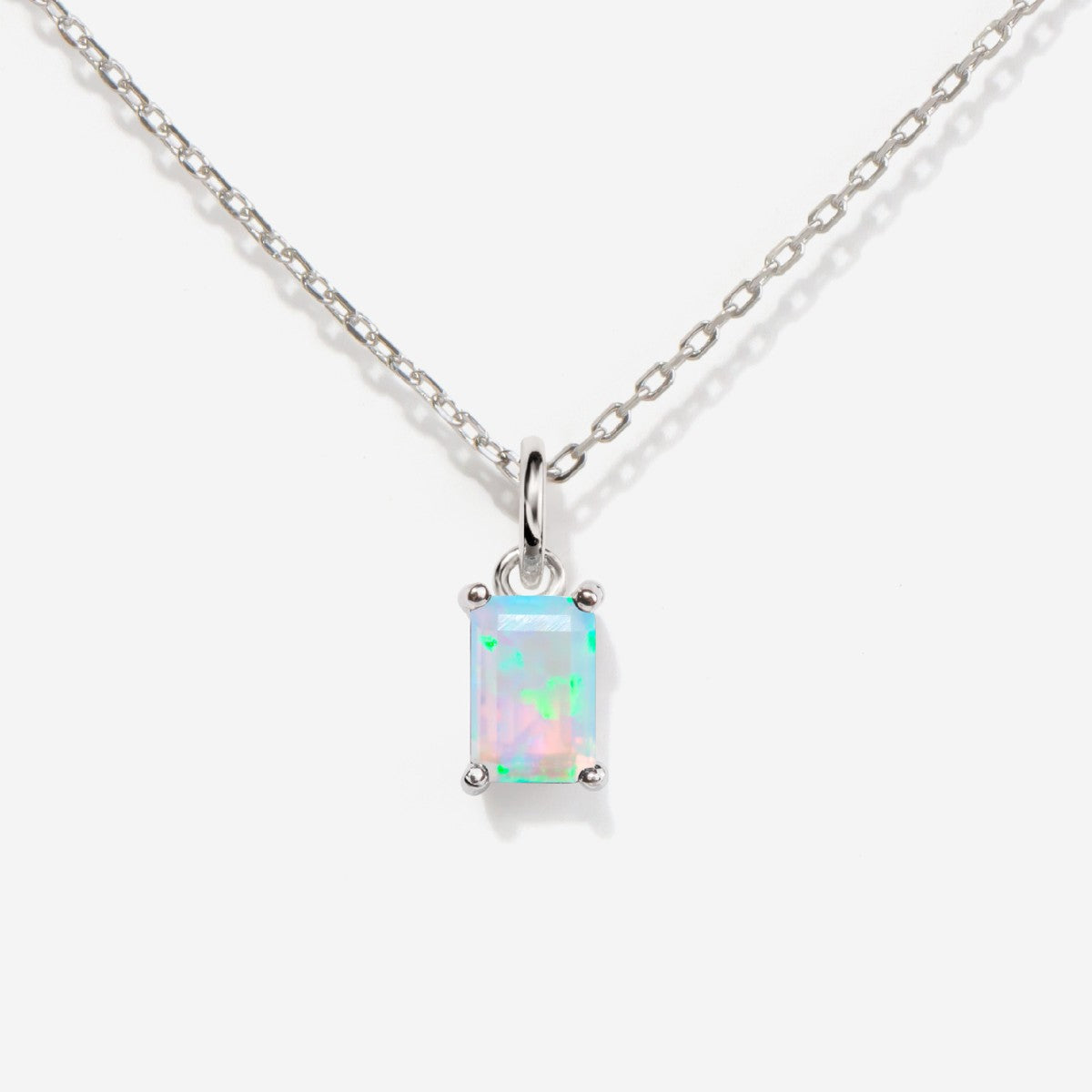 Birthstone Opal Silver Necklace - October by Little Sky Stone