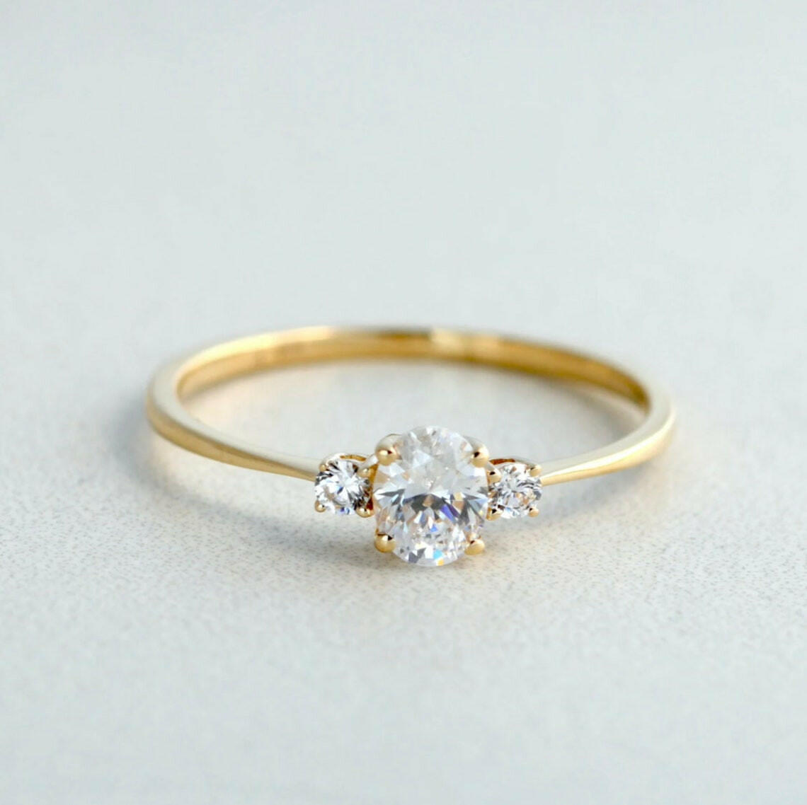 18k 100% Natural Oval Diamond Engagement Ring by VicStoneNYC Fine Jewelry