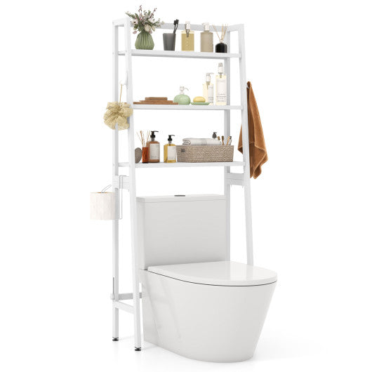 3-Tier Over The Toilet Storage Shelf with Adjustable Bottom Bar-White