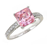 Sterling Silver Pink Sapphire CZ Princess Cut Ring by Sterling Forever