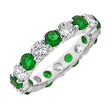 Sterling Silver Emerald Celebration Band Ring by Sterling Forever