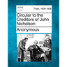 Circular to the Creditors of John Nicholson