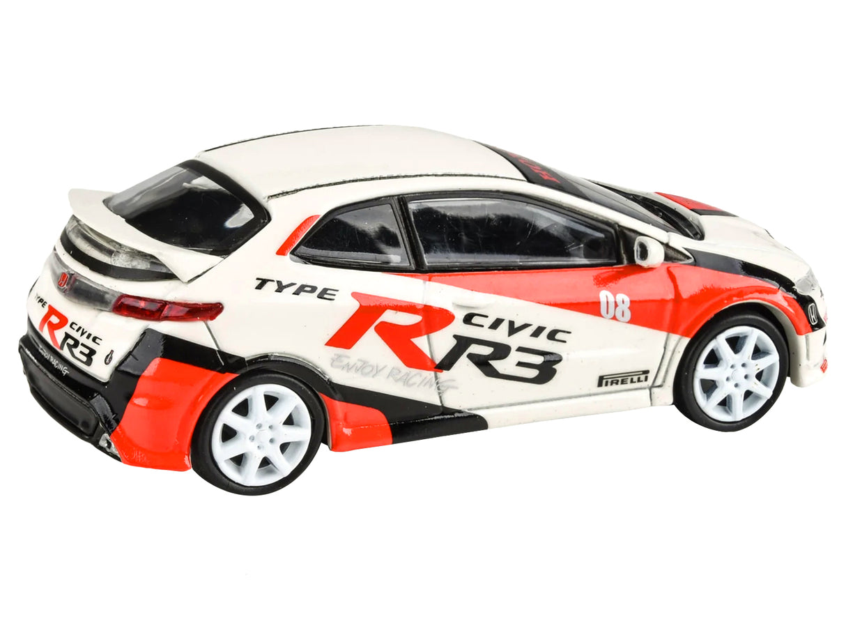 2007 Honda Civic Type R FN2 White "Race Livery" 1/64 Diecast Model Car by Paragon Models