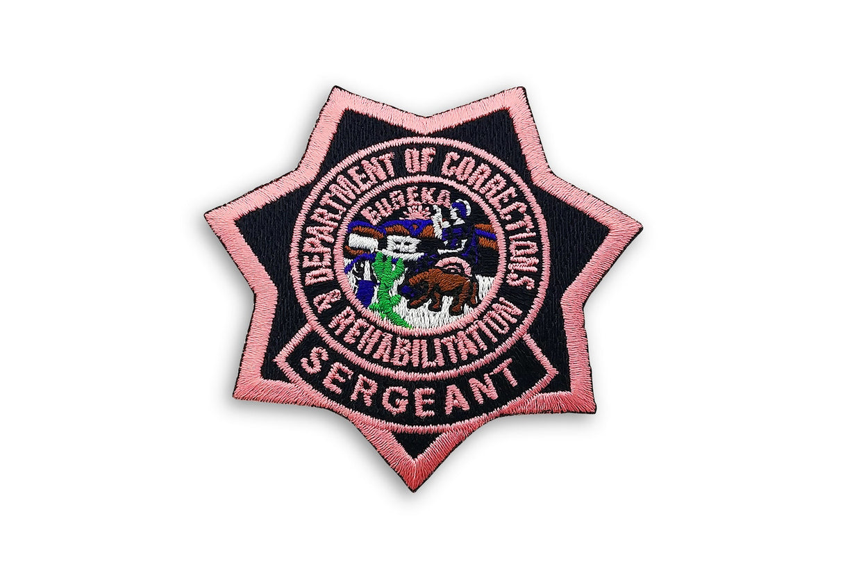 Sergeant <br> CDCR Pink Ribbon <br> Star Badge Patch by Custom Pins & Buckles