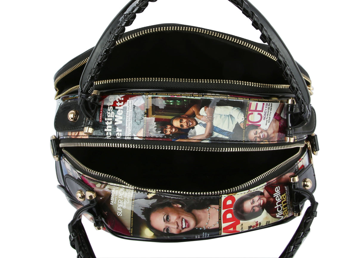 Glossy Magazine Dome Satchel Purse Bag by hfstylish