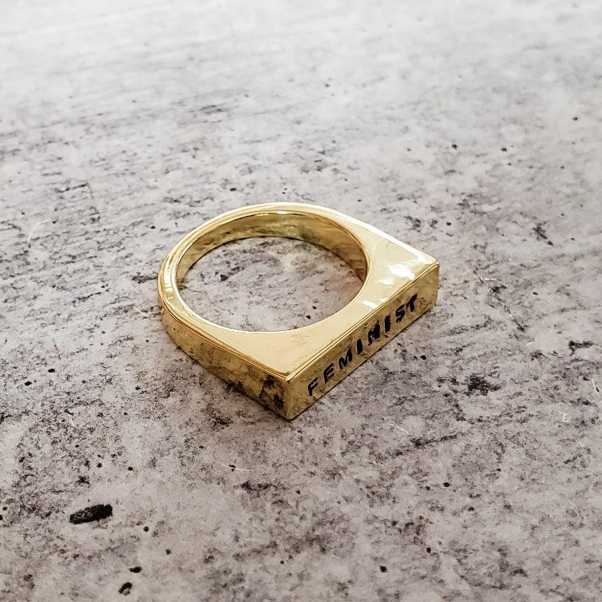 PIZZA Gold Plated Flat Top Ring by Salt and Sparkle