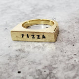 PIZZA Gold Plated Flat Top Ring by Salt and Sparkle