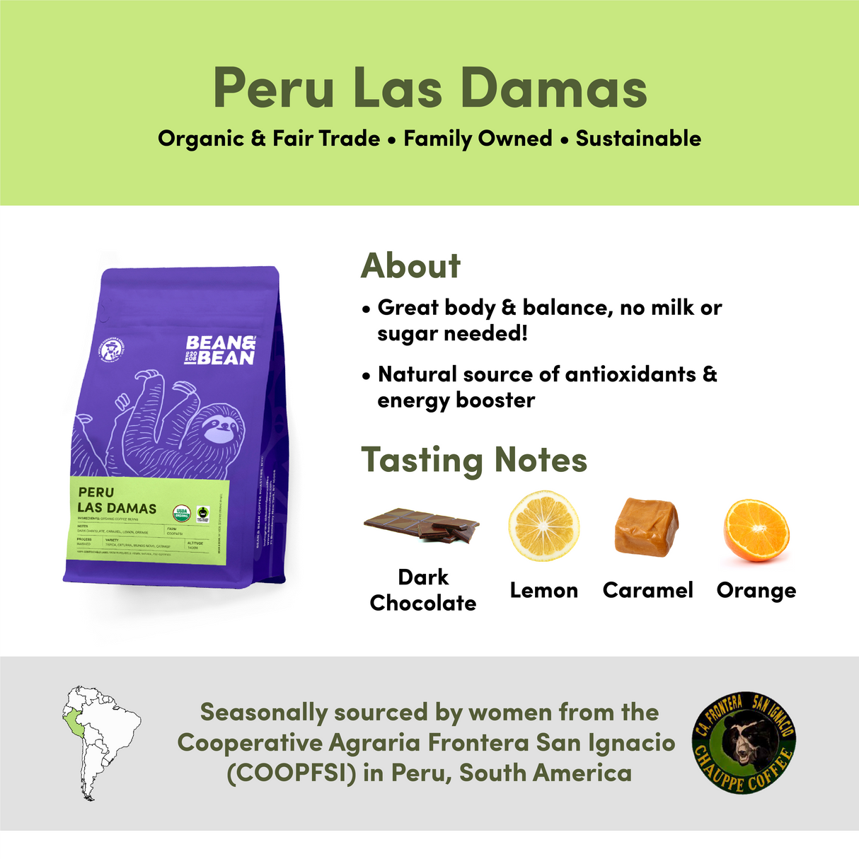 Peru Las Damas, Organic & Fair Trade by Bean & Bean Coffee Roasters