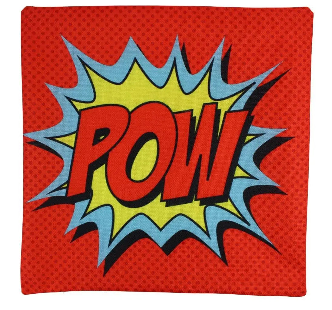 POW | Anime | Fun Gifts | Pillow Cover | Home Decor | Superhero | Happy Birthday | Kids Room | Red Throw PIllow | Kids Decor | Room Decor by UniikPillows