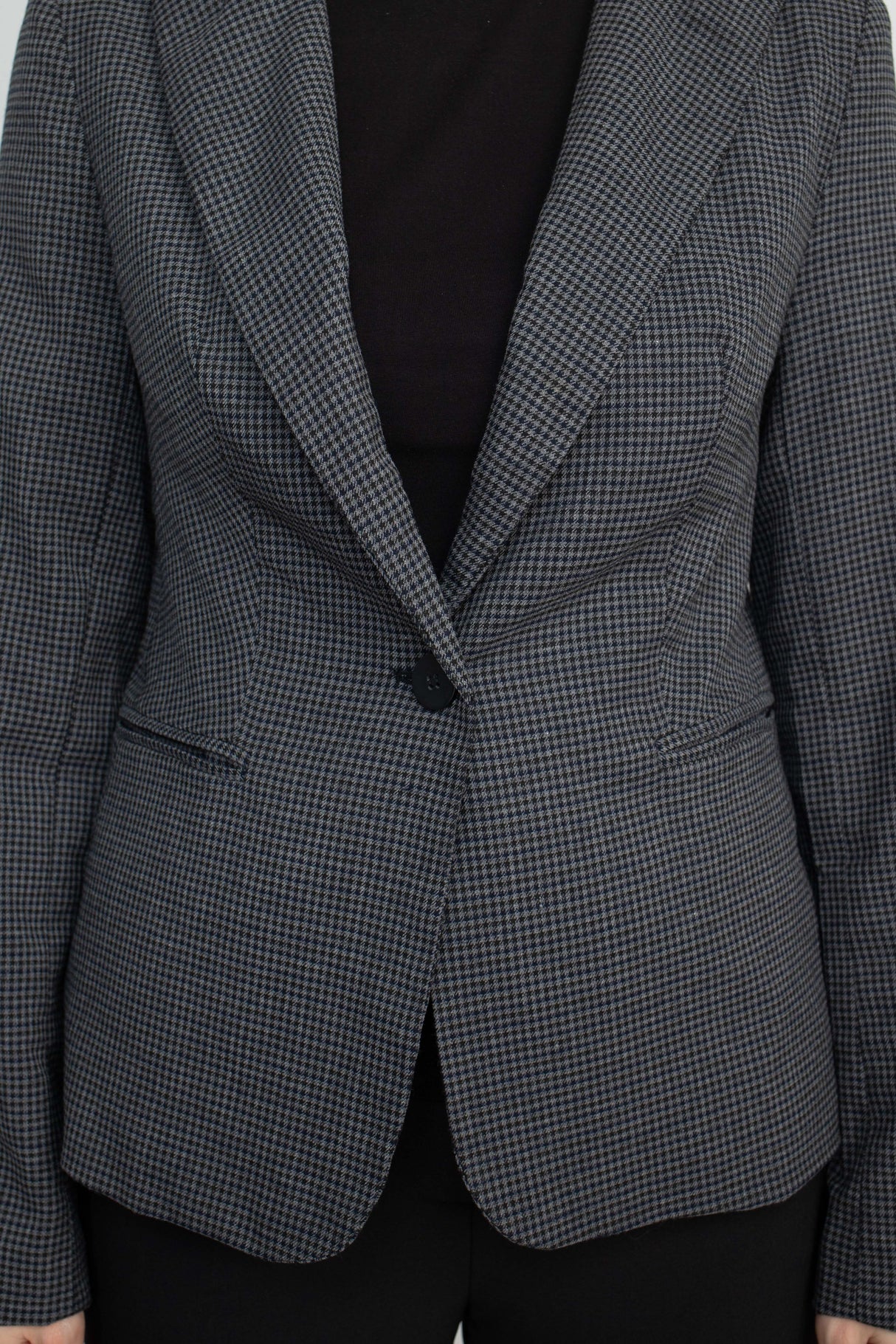 Premise Notched Collar One Button Knit Blazer by Curated Brands