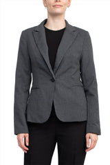 Premise Notched Collar One Button Knit Blazer by Curated Brands