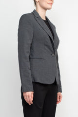 Premise Notched Collar One Button Knit Blazer by Curated Brands