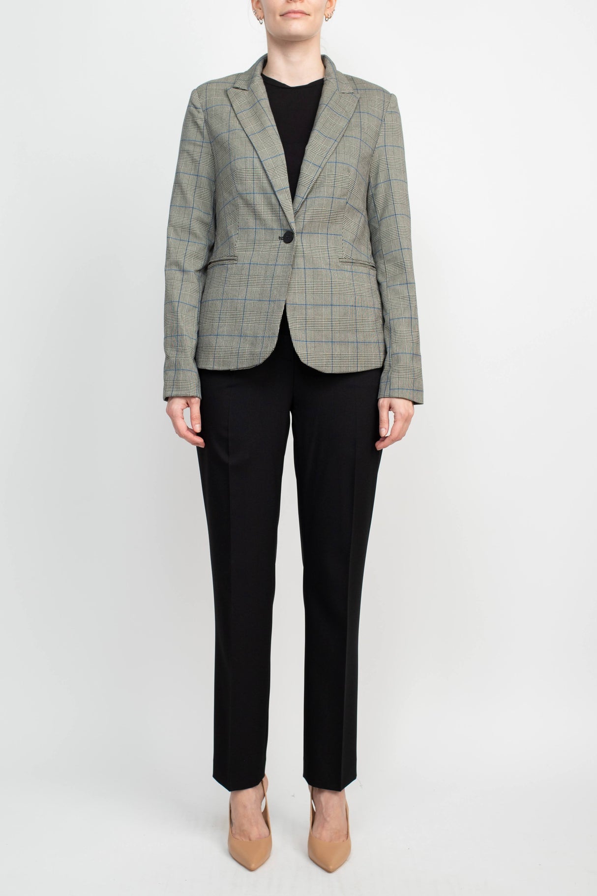 Premise Notched Collar Long Sleeve One Button Knit Blazer by Curated Brands