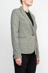 Premise Notched Collar Long Sleeve One Button Knit Blazer by Curated Brands