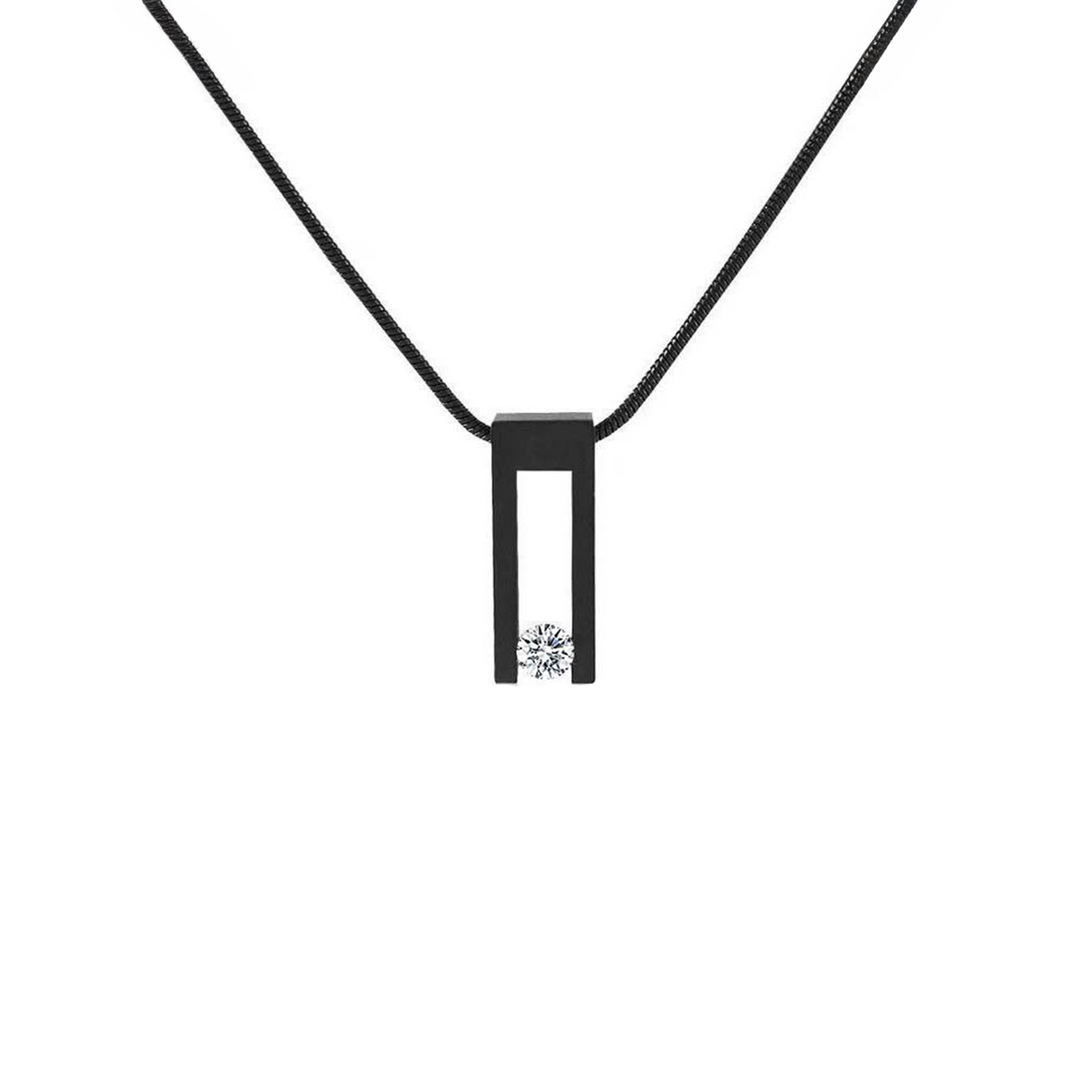 PT089B B.Tiff Black Hollow Bar Pendant by B.Tiff New York