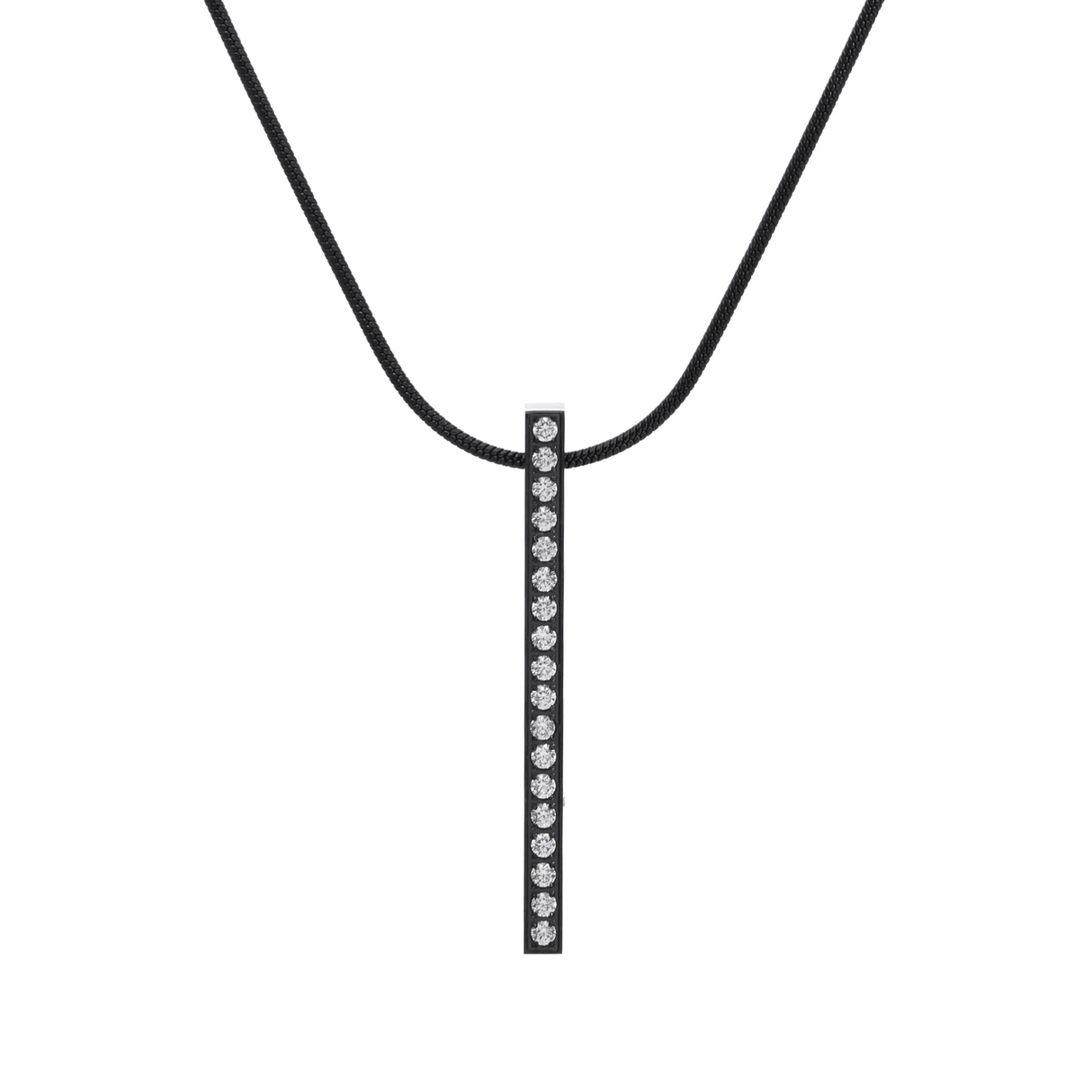 PT107B B.Tiff Black 18-Stone Bar Pendant by B.Tiff New York