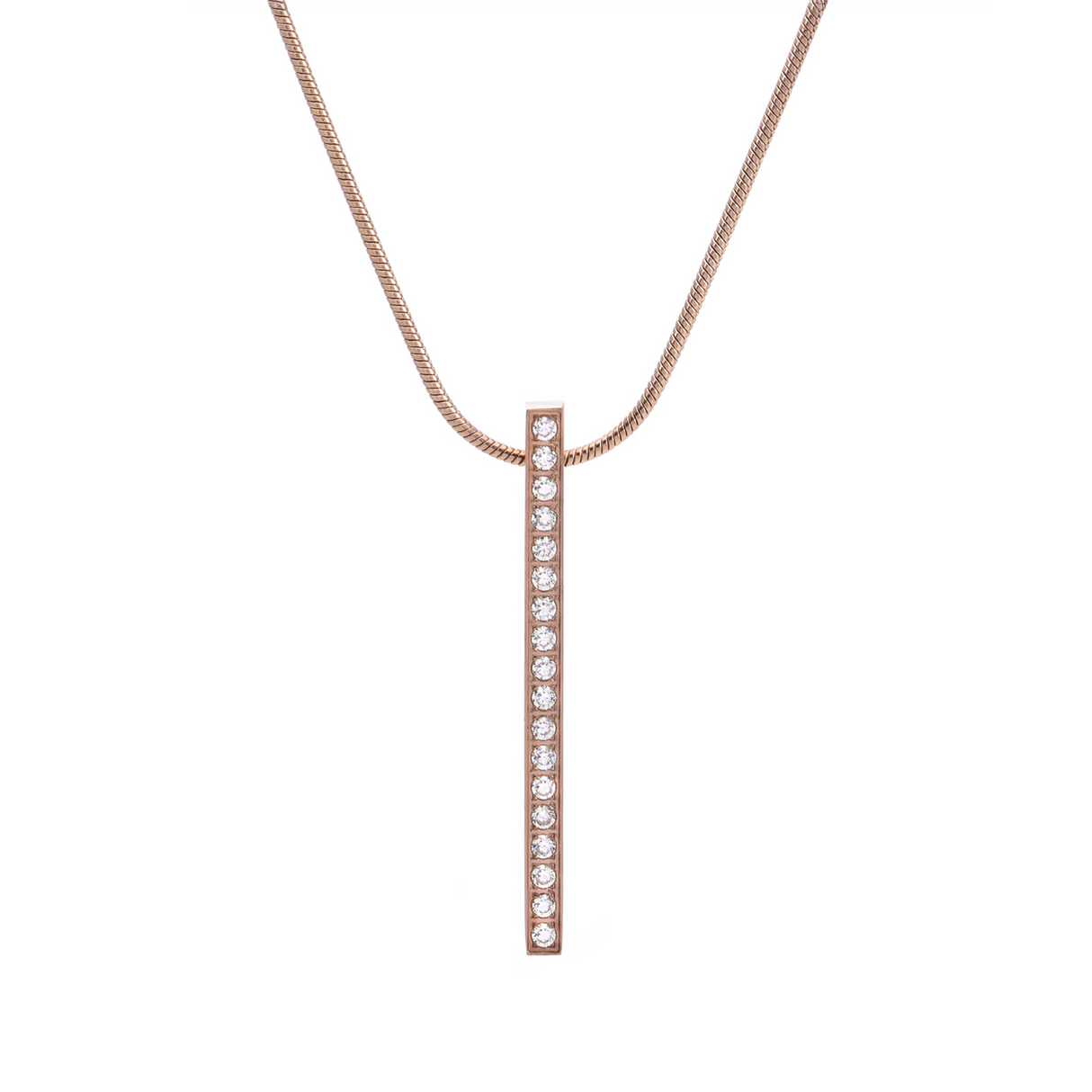 PT107RG B.Tiff Rose Gold 18-Stone Bar Pendant by B.Tiff New York