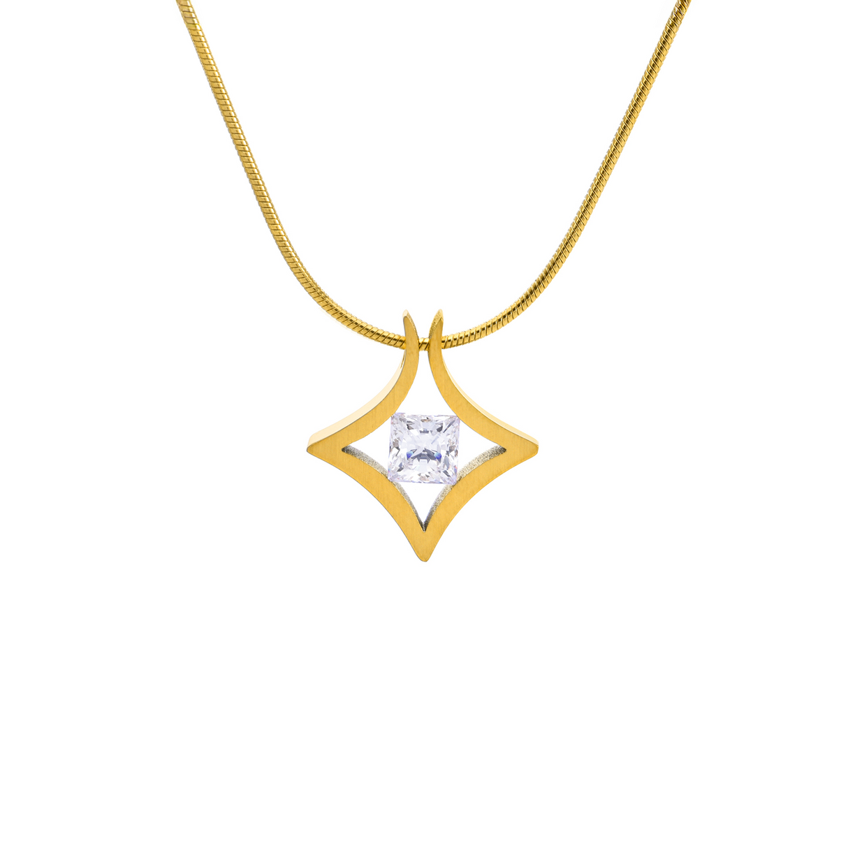 PT124G B.Tiff Gold Natal 1 ct Princess Cut Pendant by B.Tiff New York