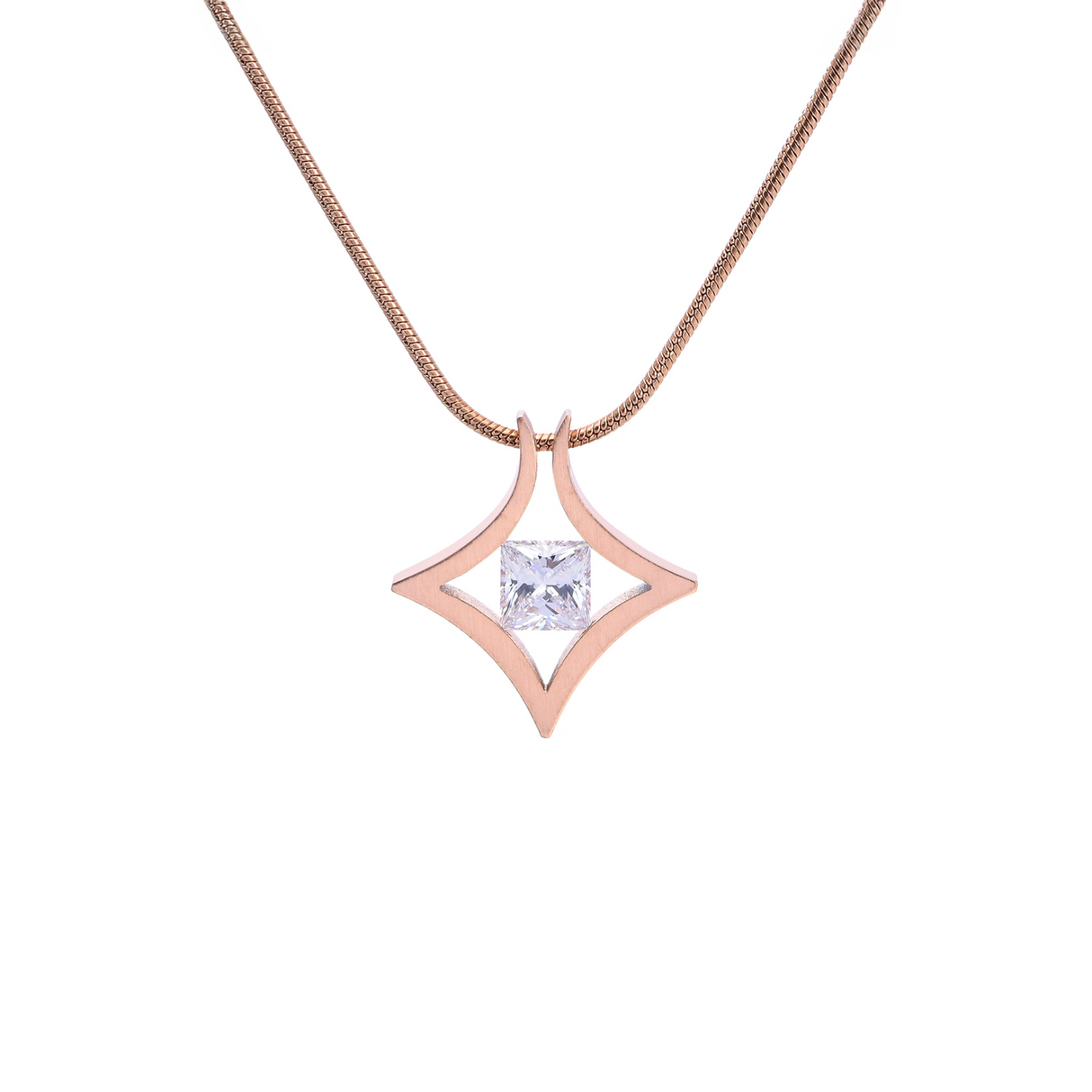 PT124RG B.Tiff Rose Gold Natal 1 ct Princess Cut Pendant by B.Tiff New York