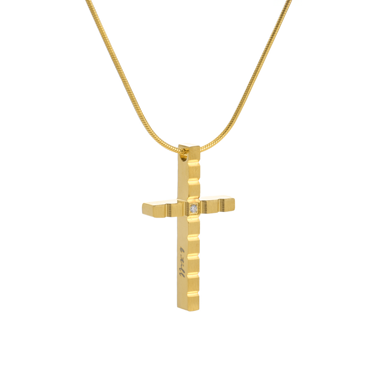 PT209G B.Tiff Gold Box Cut Cross Pendant by B.Tiff New York