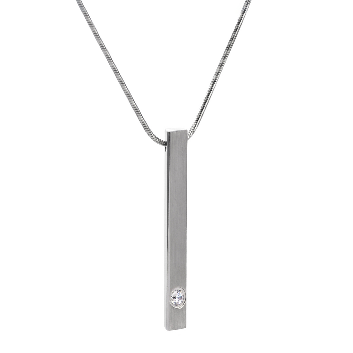 PT223W B.Tiff Supera Bar Stainless Steel Pendant Necklace by B.Tiff New York