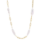 PT280G B.Tiff Freshwater Pearl Interlaced Oval Link Mask Chain Necklace by B.Tiff New York