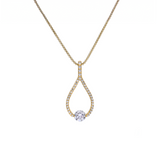 PT306G B.Tiff Gold 1 ct Solitaire Pave Larme Pendant Necklace by B.Tiff New York