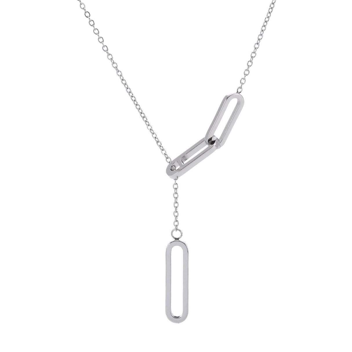 PT330W B.Tiff Adjustable Thin Rolo Chain Necklace with Paperclip Links by B.Tiff New York