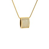 PT444G B.Tiff Gold Pavé Oreiller Pendant Necklace with Coil Chain by B.Tiff New York