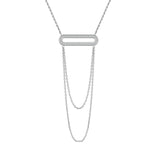 PT630W B.Tiff Pavé Double Chain Oblong Pendant Necklace by B.Tiff New York