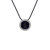 PT800WB B.Tiff Black Enamel Pavé 30-Stone Halo Pendant by B.Tiff New York