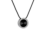 PT800WB B.Tiff Black Enamel Pavé 30-Stone Halo Pendant by B.Tiff New York