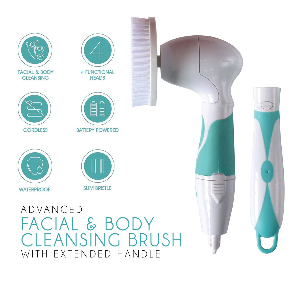 Advanced Facial & Body Cleansing Brush With Extended Handle by Pursonic