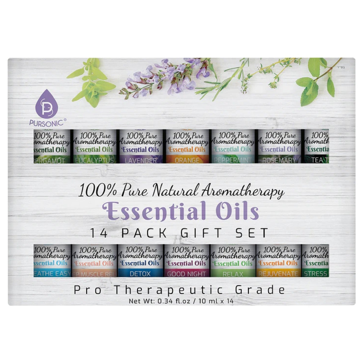 14 Pack of 100% Pure Essential Aromatherapy Oils by Pursonic