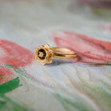 Vintage Flower Ring Clear Crystal 18k Yellow Gold Electroplated by PVD Vintage Jewelry