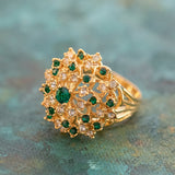 Vintage Amethyst and Pinfire Opal Burst Ring 18k Yellow Gold Electroplated by PVD Vintage Jewelry