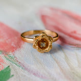 Vintage Flower Ring Clear Crystal 18k Yellow Gold Electroplated by PVD Vintage Jewelry