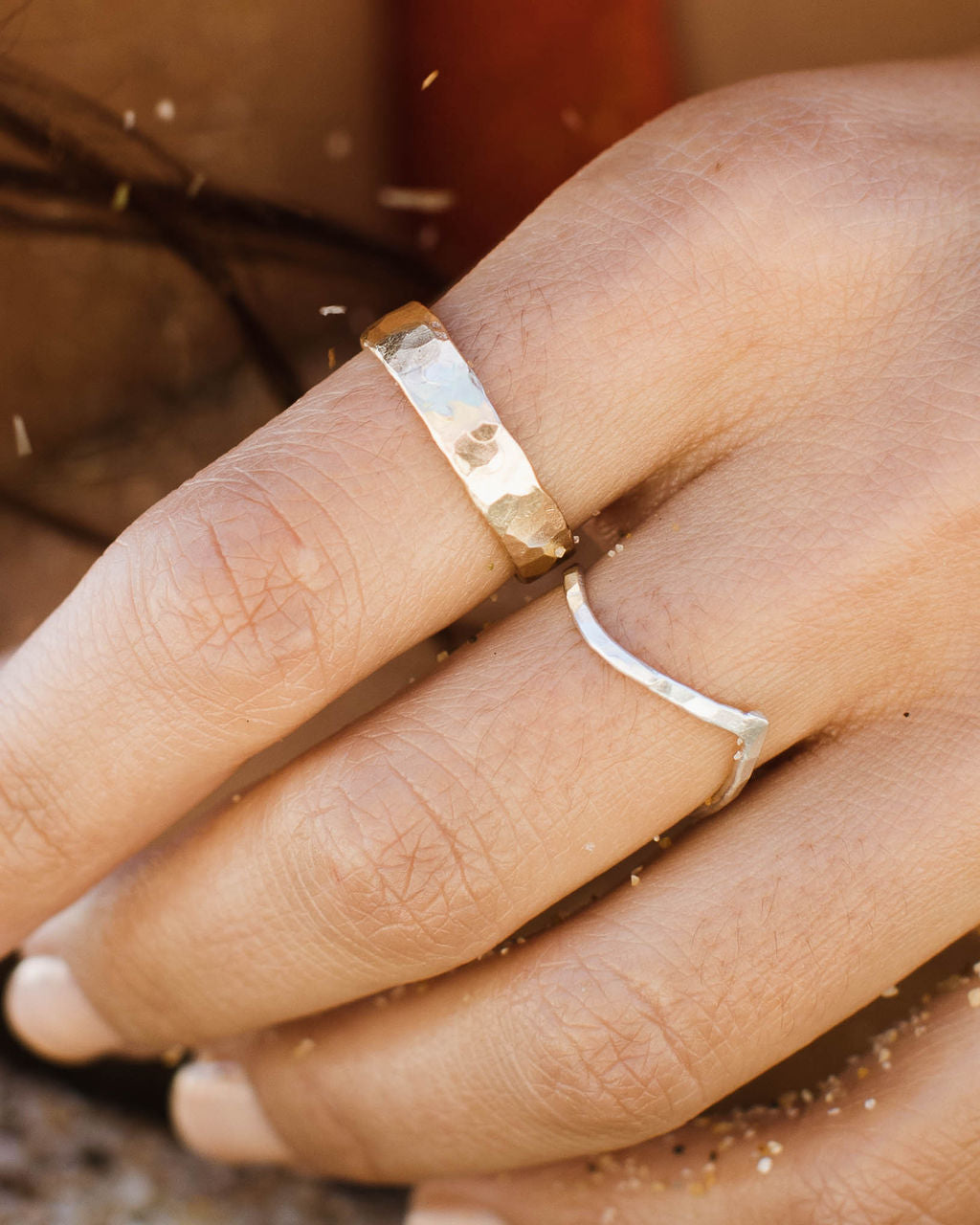 Thick Hammered Gold Band by Toasted Jewelry