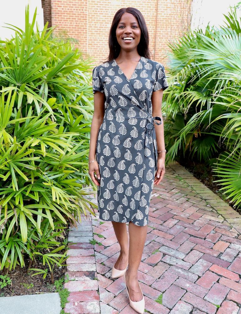 Palm Organic Wrap Dress by Passion Lilie