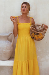 Paradiso Strappy Linen Midi Dress by ELF